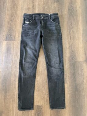 Diesel Krayver Jeans Men 30 x 31 Black Slim Stretch Denim Dark Gray Wash EUC Y2K
